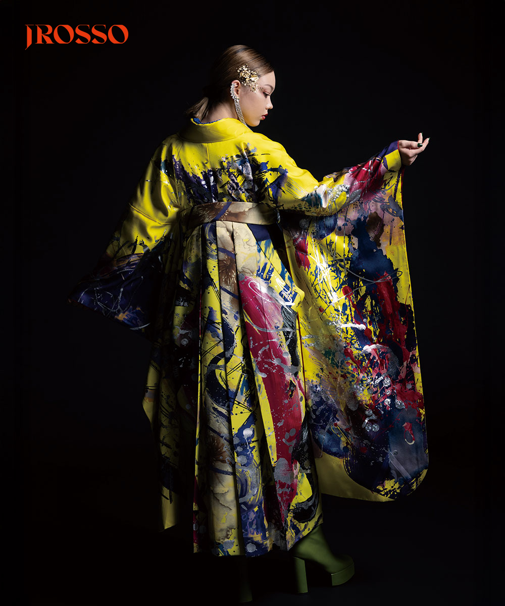 【卒業袴】色彩のアート ☆墨流しの風　鳳凰 J-ROSSO